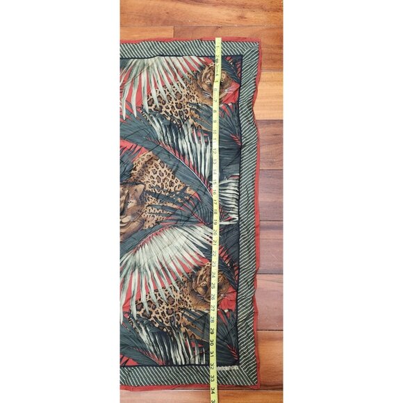 Ellen Tracy 34” Square Scarf Leopard Jungle Print Tropical Boho Wrap Shawl - Picture 6 of 9